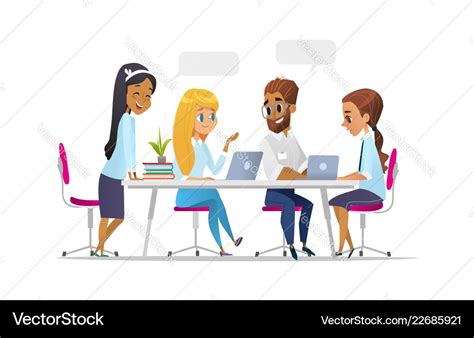 Meeting business people in a cartoon style team Vector Image