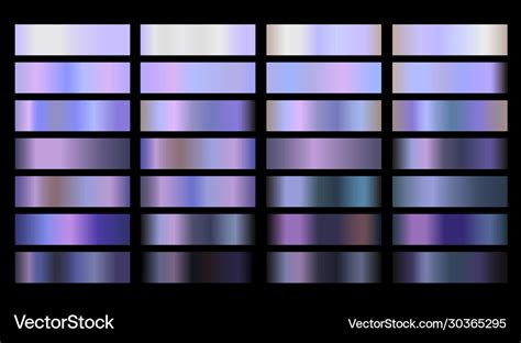 Metal gradient color set neon chrome Royalty Free Vector