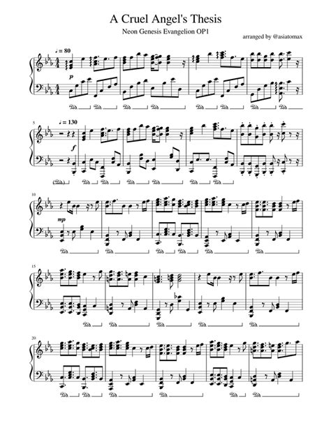 A Cruel Angel's Thesis (Difficulty 3/5) Sheet music for Piano (Solo) | Musescore.com