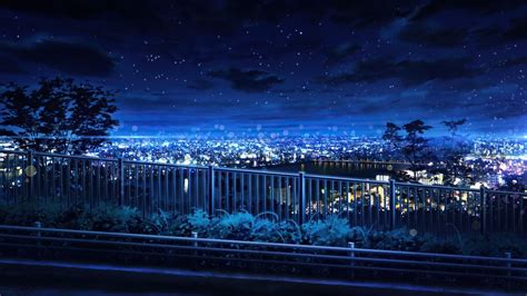 Night, Sky, City, Anime, Scenery, 4K, #6.2599 Wallpaper PC Desktop