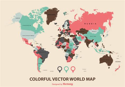 Colorido mapa del mundo vector 104794 Vector en Vecteezy