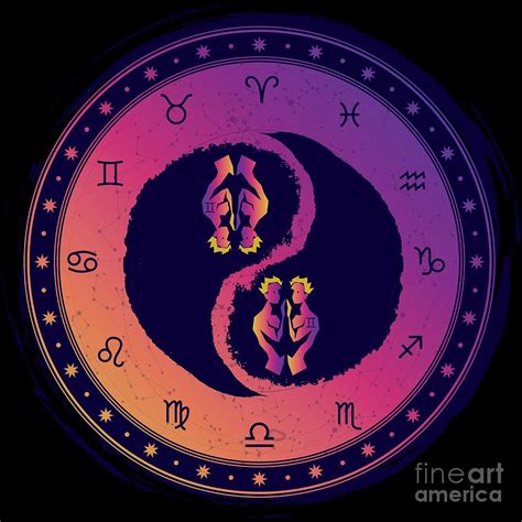 Gemini Third Zodiac Sign Yin Yang Digital Art by Karlynne Metzger