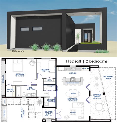 Small Front Courtyard House Plan | 61custom | Modern House Plans ...