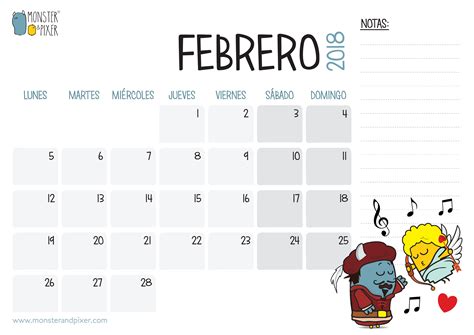 Descargable gratuito – Calendario Febrero | Monster & Pixer