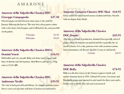 Amarone menù, Glasgow - Main Menu | Sluurpy