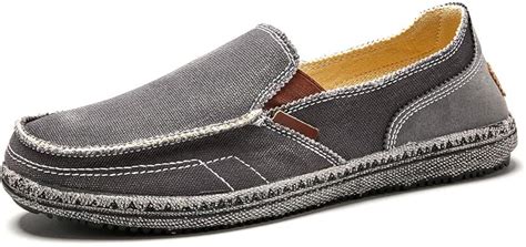 Men's Casual Canvas Shoes Slip-on Vintage Cloth Sneakers Wide Width Penny Loafers Outdoor Flat ...