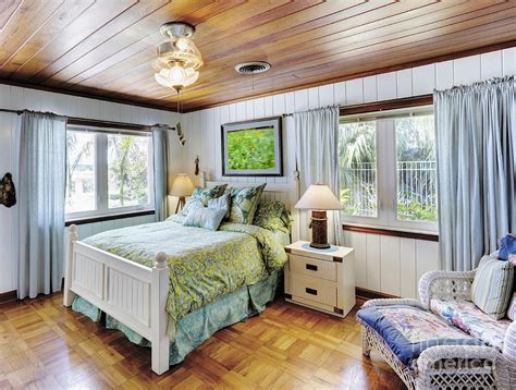 Bedroom With A Wood Ceiling Photograph by Skip Nall