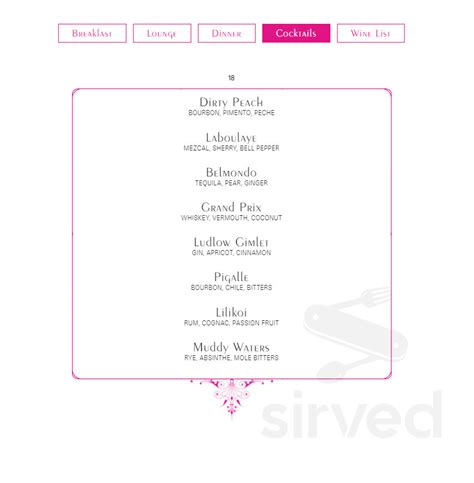 Dirty French Steakhouse menus in Miami, Florida, United States