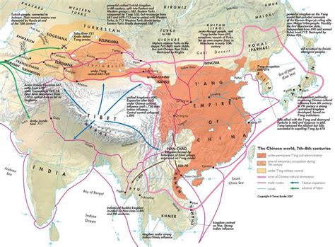 The Chinese world in the 7th and 8th centuries | Historical maps, Map ...