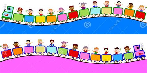 Kids on Train Borders stock vector. Illustration of educational - 10083214