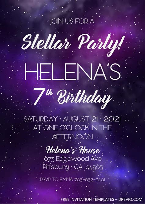 Galaxy Birthday Invitation Templates – Editable With MS Word | Download Hundreds FREE PRINTABLE ...