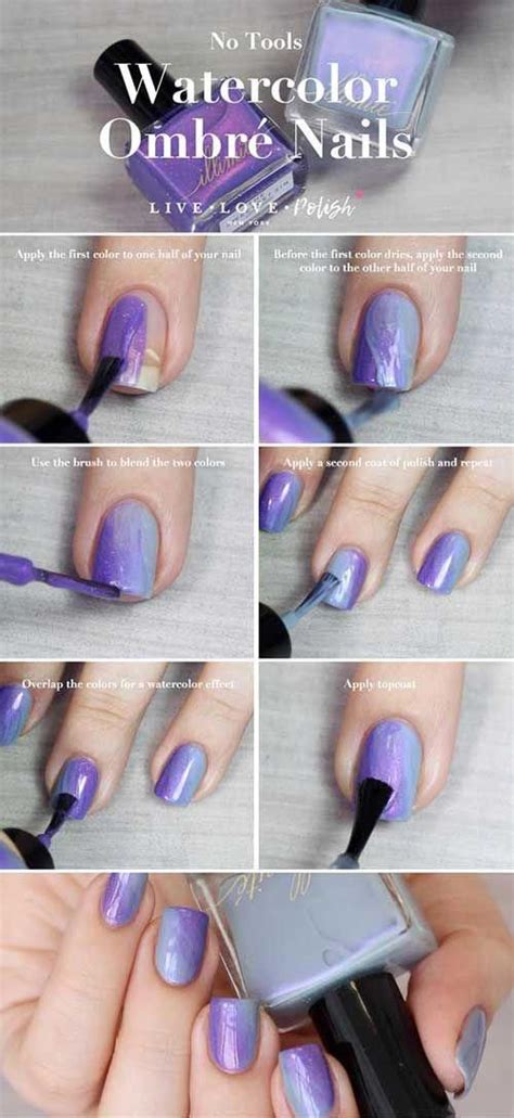 step by step instructions on how to do watercolor ombre nails