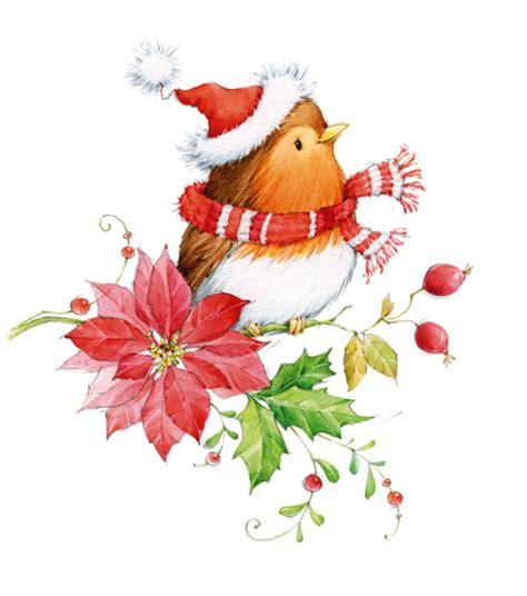 Whimsical Christmas bird with Poinsettia clipart big 982x1112 | Clip ...