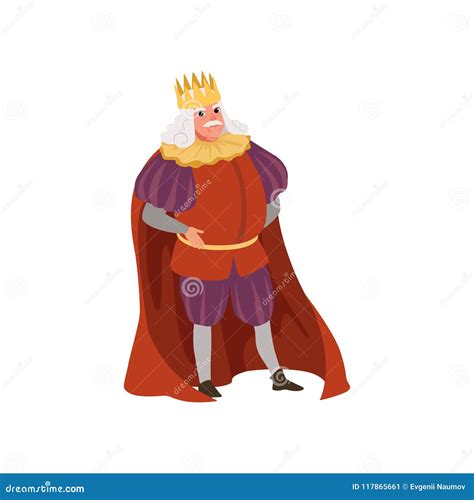 Majestic King Character With Long Beard Cartoon Vector Illustration On ...