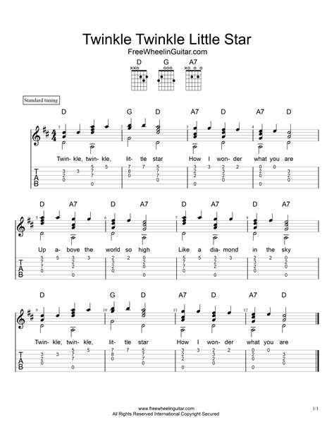 Twinkle, Twinkle Little Star: Guitar Chords By Digital Sheet Music For Part Download Print Sheet ...