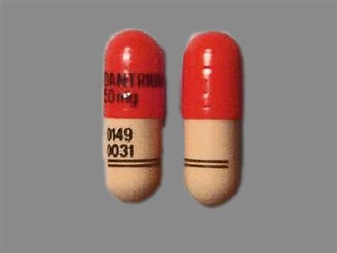 DANTRIUM 50 mg 0149 0031 Pill Orange Tan Capsule/Oblong - Pill Identifier