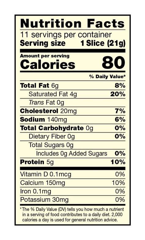 Slice Of Muenster Cheese Nutrition Facts | Besto Blog