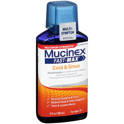 Mucinex Fast-Max Adult Cold & Sinus Liquid, 6 Fl Oz - Walmart.com