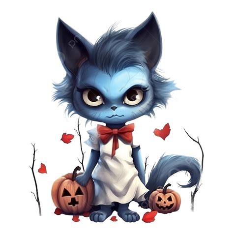 Happy Halloween Greeting Card With With Blue Zombie Cat, Halloween Monster, Halloween Cartoon ...