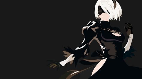 NieR, Nier: Automata, 4K, simple background, minimalism, 2B (Nier: Automata) HD Wallpaper