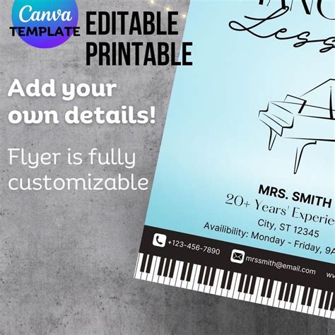 Printable Editable Piano Lesson Flyer - Etsy