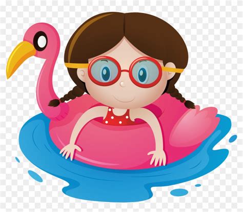 Child Clipart Swimming Pool - Float Cartoon, HD Png Download - 1290x1063(#3870437) - PngFind