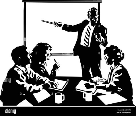 Board Meeting - Retro Clipart Illustration Stock Vector Image & Art - Alamy