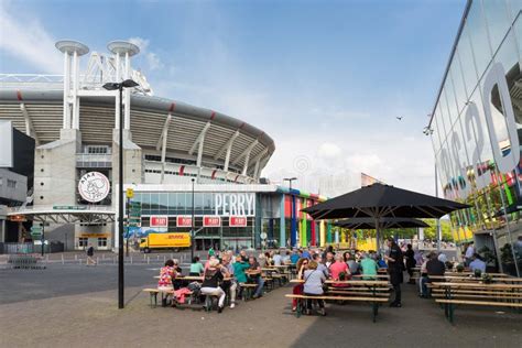 People Sitting at a Terrace Near a Dutch Soccer Stadium in Amsterdam ...