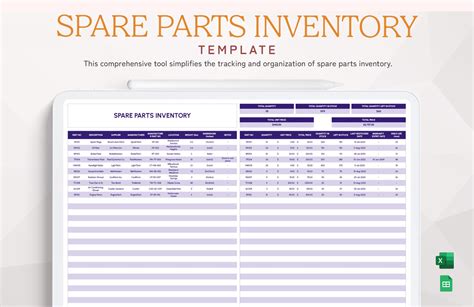 Spare Parts Inventory Template in Excel, Google Sheets - Download ...