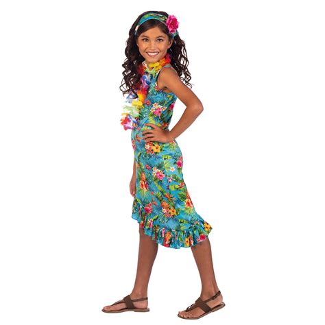 Childrens Girls Hawaiian Hawaii Hula Fancy Dress Costume Set Kids ...