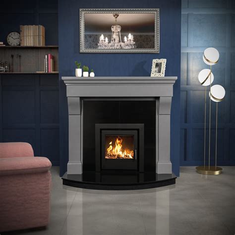 GREY MARBLE FIREPLACE SURROUND multi fuel stove gas electric furniture ...