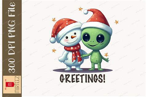 Alien Christmas Greetings Graphic by Mirteez · Creative Fabrica