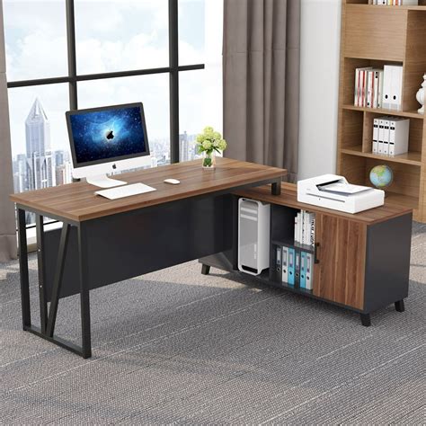 Tribesigns Large L-Shaped Desk, 55 Inches Executive Office Desk Computer Table Workstation with ...