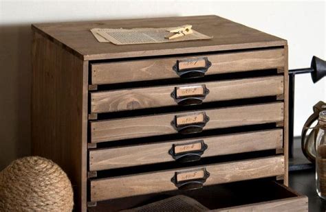 Rustic Wooden Desk Drawer Organizer