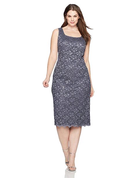 Alex Evenings Women's 14W Plus Size Tea Length Lace Dress, Blue Smoke, Size 14.0 884002804022 | eBay