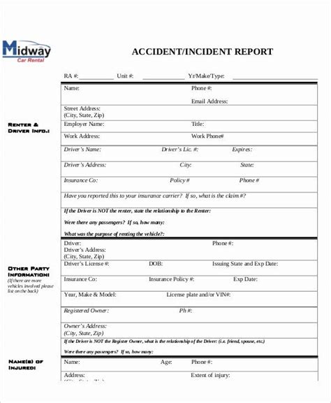 Vehicle Accident form Best Of 6 Sample Accident Incident Reports | Report template, Incident ...