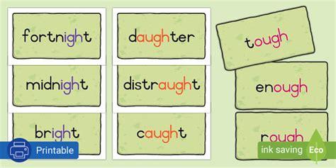 Grade 3 Phonics: -igh, -ough, -eigh, -augh Word Wall Cards