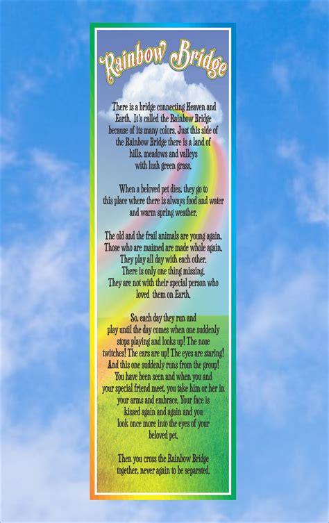 Rainbow Bridge Poem Pet Loss Inspirational Sign With Colorful - Etsy Canada