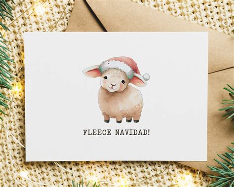 Fleece Navidad Christmas Card Pack of 10 Cute Holiday Cards - Etsy