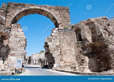 The Ruins of Ancient City of Side in Turkey Stock Photo - Image of short, tour: 25492520