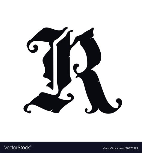 Letter r in gothic style alphabet symbol Vector Image