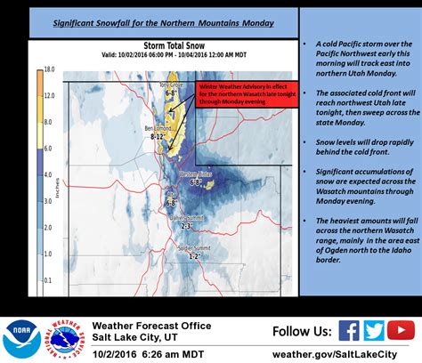 NOAA: Winter Weather Advisory for Utah Tomorrow | 4-8" of Snow Forecast ...