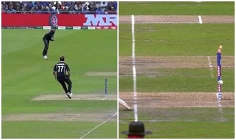 Martin Guptill Direct Hit to Runout MS Dhoni During ICC Cricket World Cup Semi-Final 1 Between ...