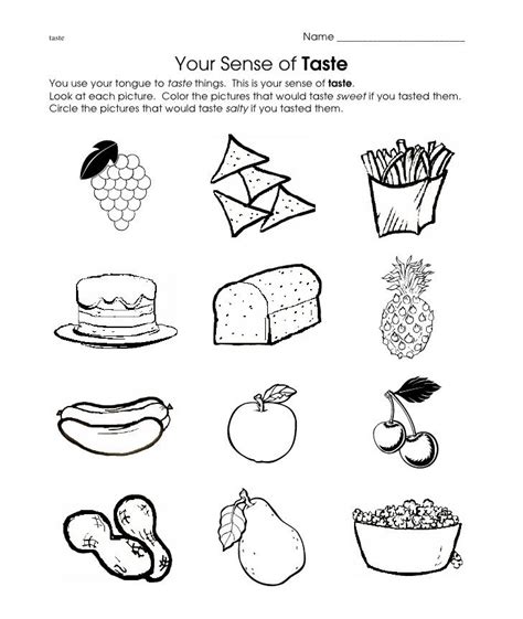 taste worksheet | Crafts and Worksheets for Preschool,Toddler and ...