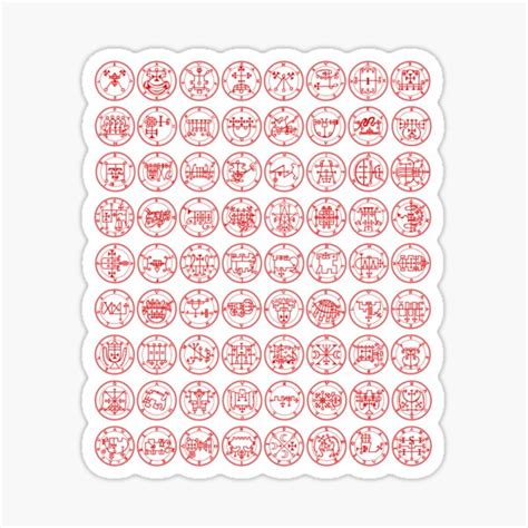 "The 72 Demon Sigils Of Ars Goetia - red" Sticker for Sale by ...