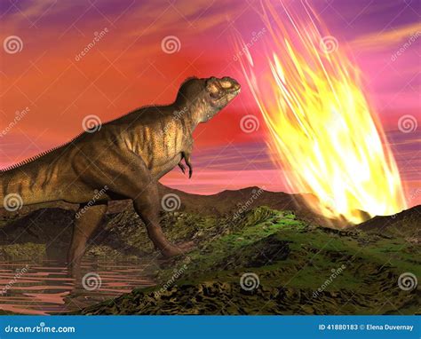 Extinction of Dinosaurs - 3D Render Stock Illustration - Illustration ...