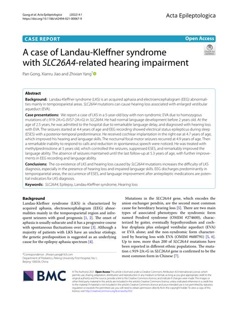 (PDF) A case of Landau-Kleffner syndrome with SLC26A4-related hearing ...