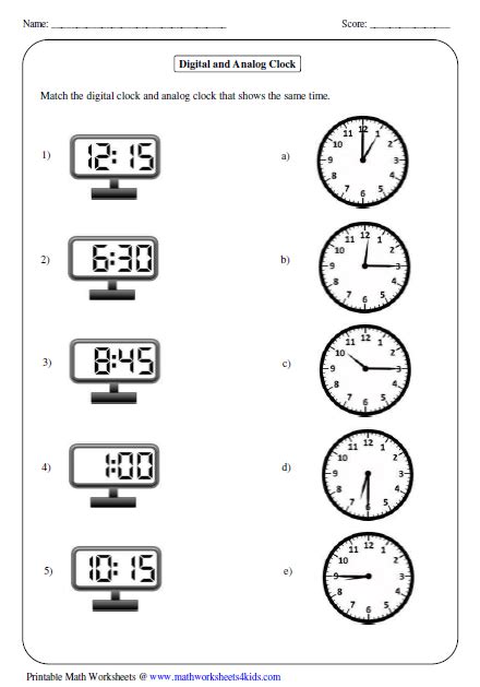 Telling Time Worksheets | Atividades de matemática 3ano, Fichas de exercícios de matemática ...