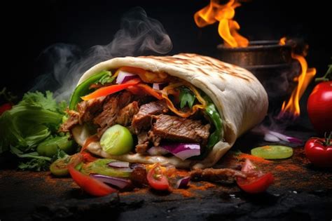 Premium AI Image | Restaurant serving doner kebab with fresh vegetables ...