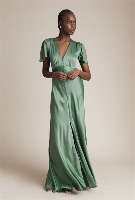 Delphine Soft Green Satin Maxi Dress | Ghost London